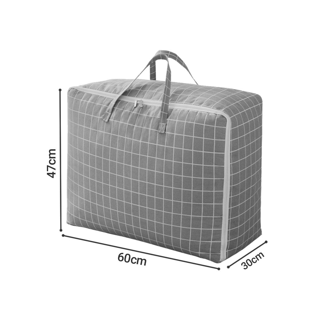 SOGA Grey Plaid Super Large Storage Luggage Bag Double Zipper Foldable Travel Organiser Essentials - AllTech