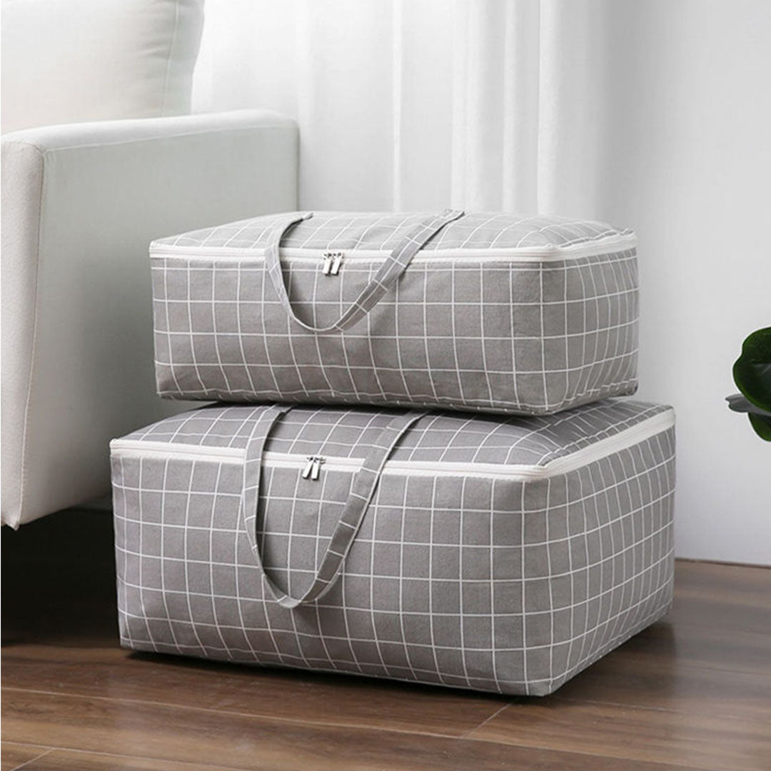 SOGA Grey Plaid Super Large Storage Luggage Bag Double Zipper Foldable Travel Organiser Essentials - AllTech