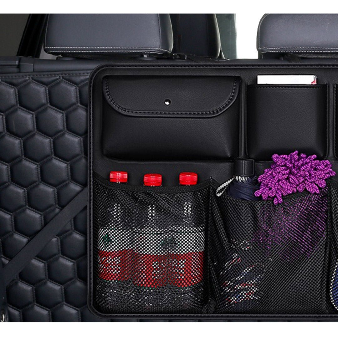 SOGA High Quality Leather Car Rear Back Seat Storage Bag Organizer Interior Accessories Black - AllTech
