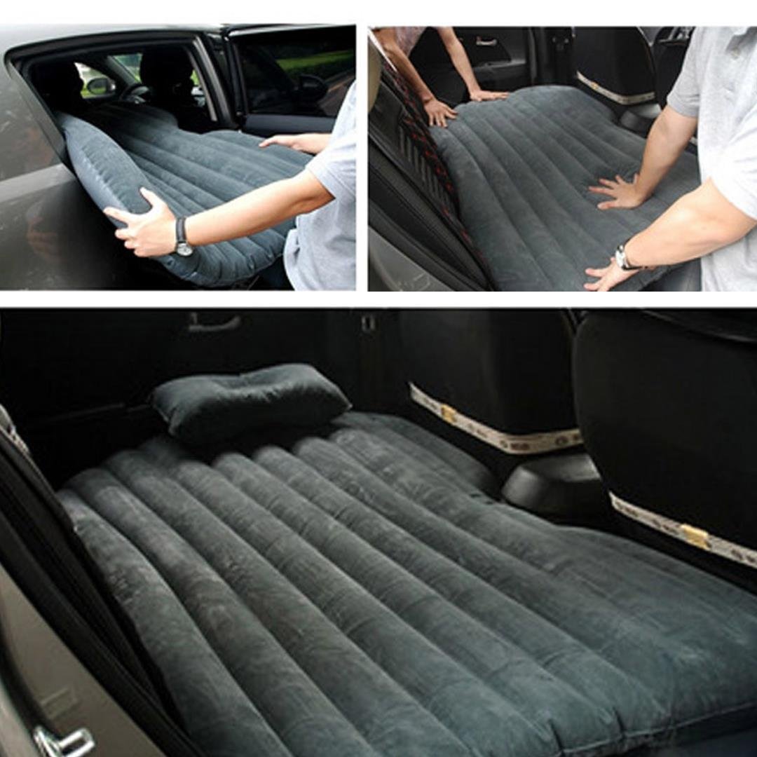 Inflatable Car Mattress Portable Travel Camping Air Bed Rest Sleeping Bed Beige - AllTech