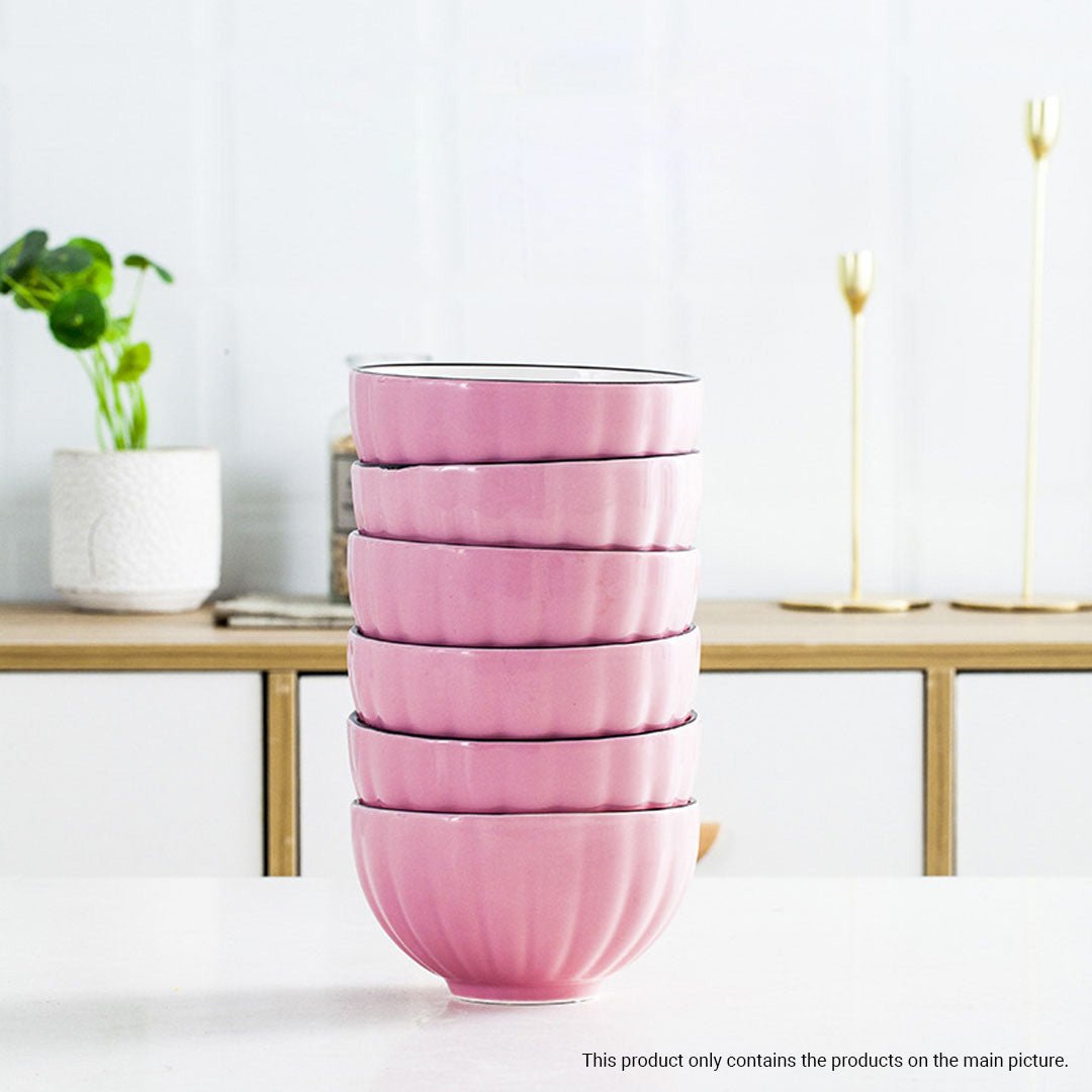 Pink Japanese Style Ceramic Dinnerware Crockery Soup Bowl Plate Server Kitchen Home Decor Set of 9 - AllTech