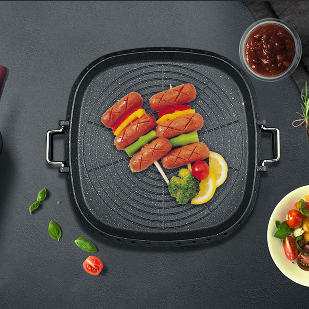 Portable Korean BBQ Butane Gas Stove Stone Grill Plate Non Stick Coated Square - AllTech