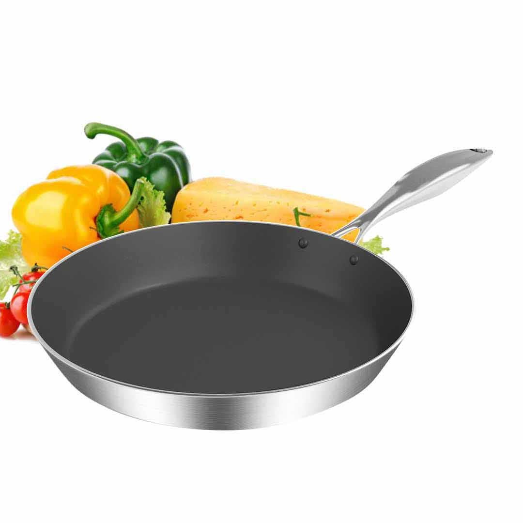 SOGA Stainless Steel Fry Pan 20cm 24cm Frying Pan Induction Non Stick Interior - AllTech