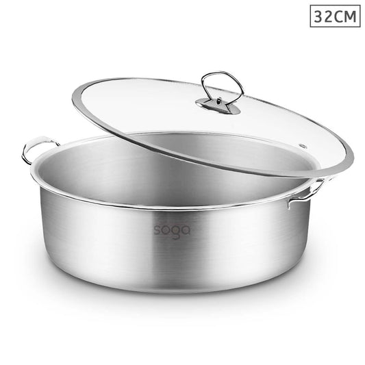 Stainless Steel Casserole With Lid Induction Cookware 32cm - AllTech