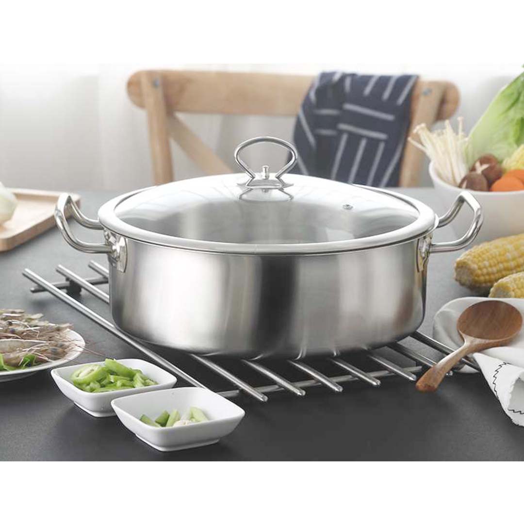 Stainless Steel Casserole With Lid Induction Cookware 32cm - AllTech