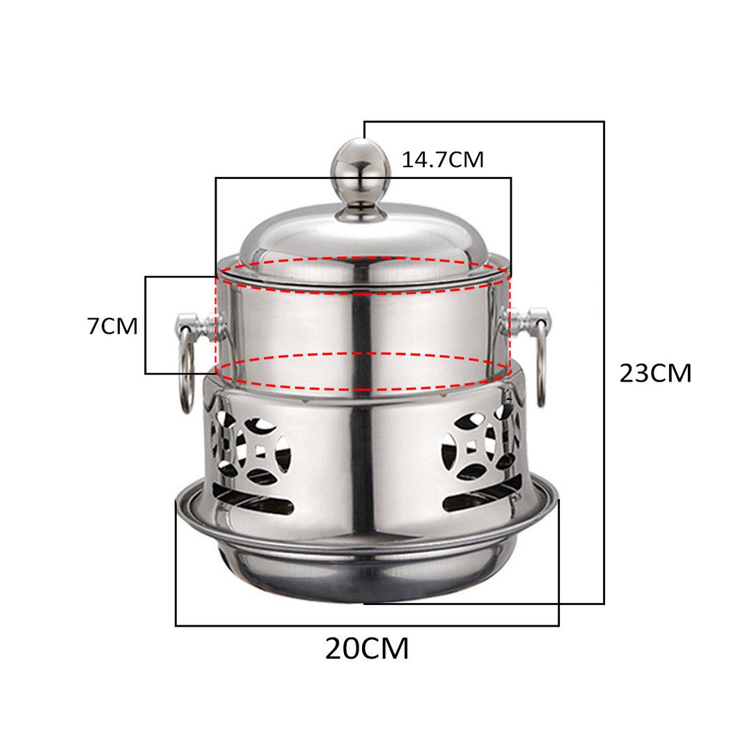 Stainless Steel Mini Asian Buffet Hot Pot Single Person Shabu Alcohol Stove Burner with Lid - AllTech