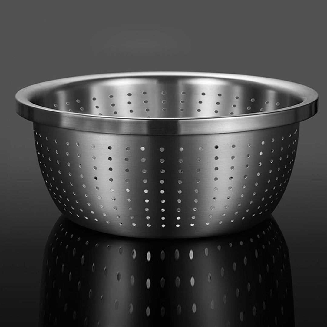 Stainless Steel Nesting Basin Colander Perforated Kitchen Sink Washing Bowl Metal Basket Strainer Set of 5 - AllTech