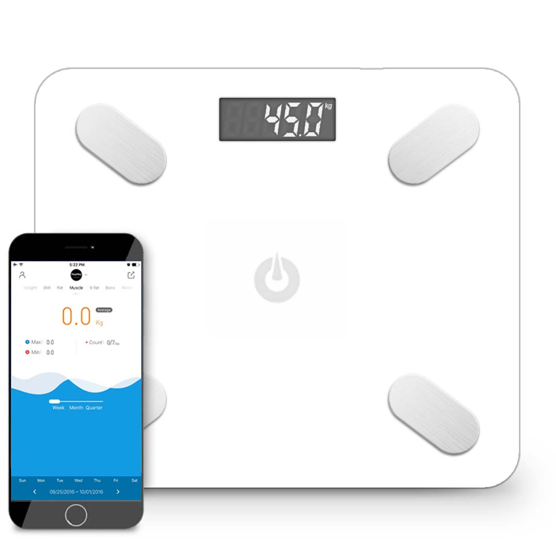 Wireless Bluetooth Digital Body Fat Scale Bathroom Weighing Scales Health Analyzer Weight White - AllTech